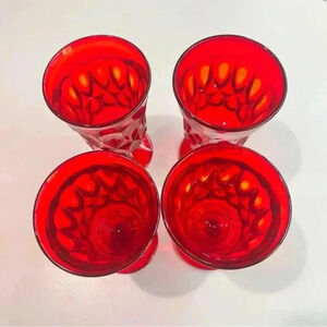 1970s Water Goblet Perspective-Ruby cups 4 light reflective‎ mid century modern
